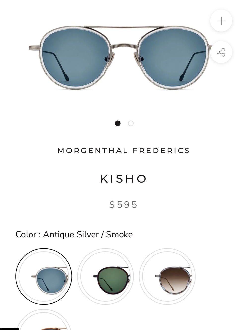 Kisho Sunglasses — Antique Silver / Smoke NEVER WORN!
